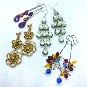 Long Pierced Earrings Bundle of 4 Pairs